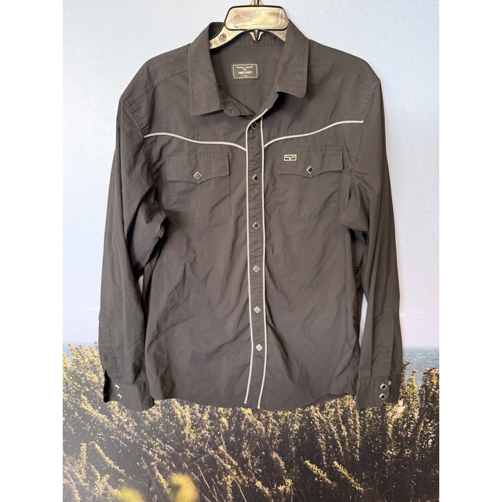 Kimes Ranch Men's Long Sleeve Black Pearl Snap Western Shirt Size XL Cowboy Wear